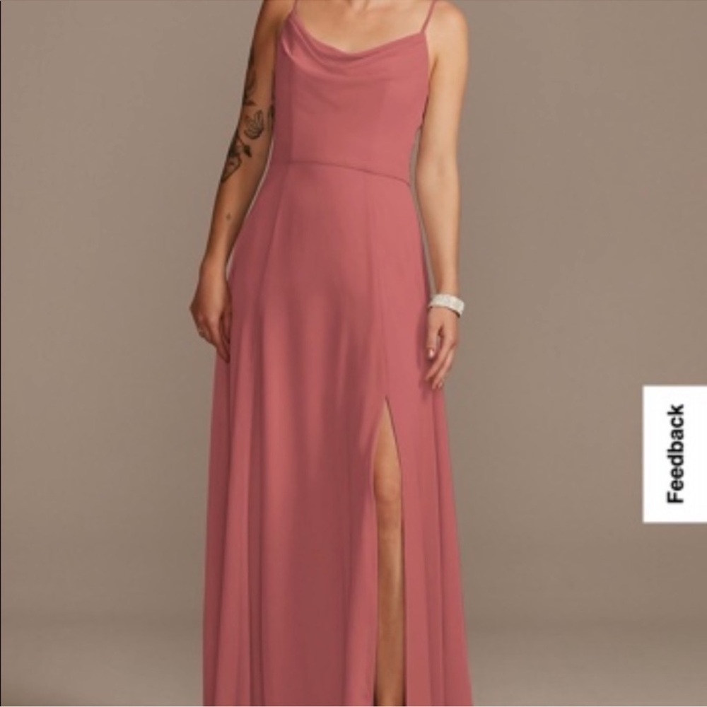 NWT Pink Maxi Dress with Cowl Neck and Spaghetti Strap.